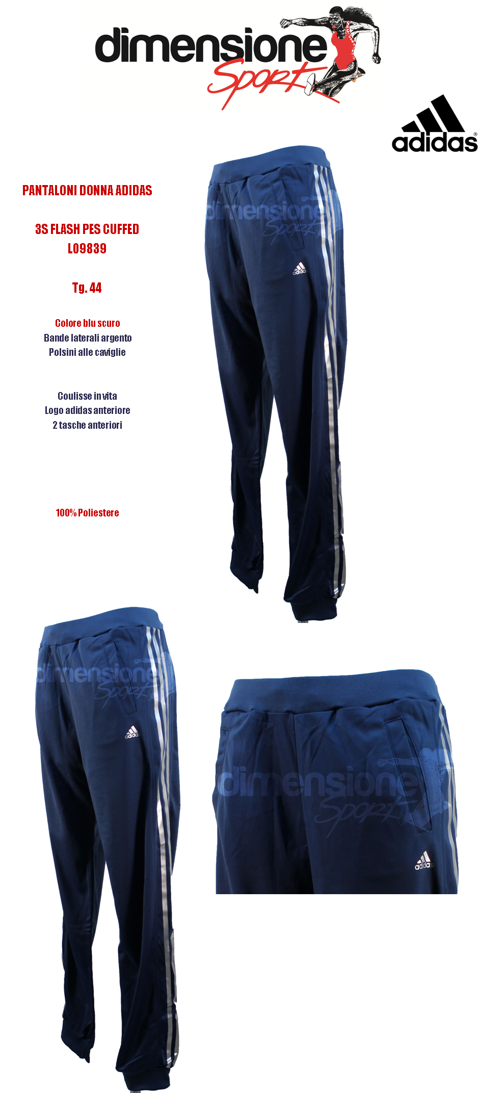 adidas pantaloni donna argento