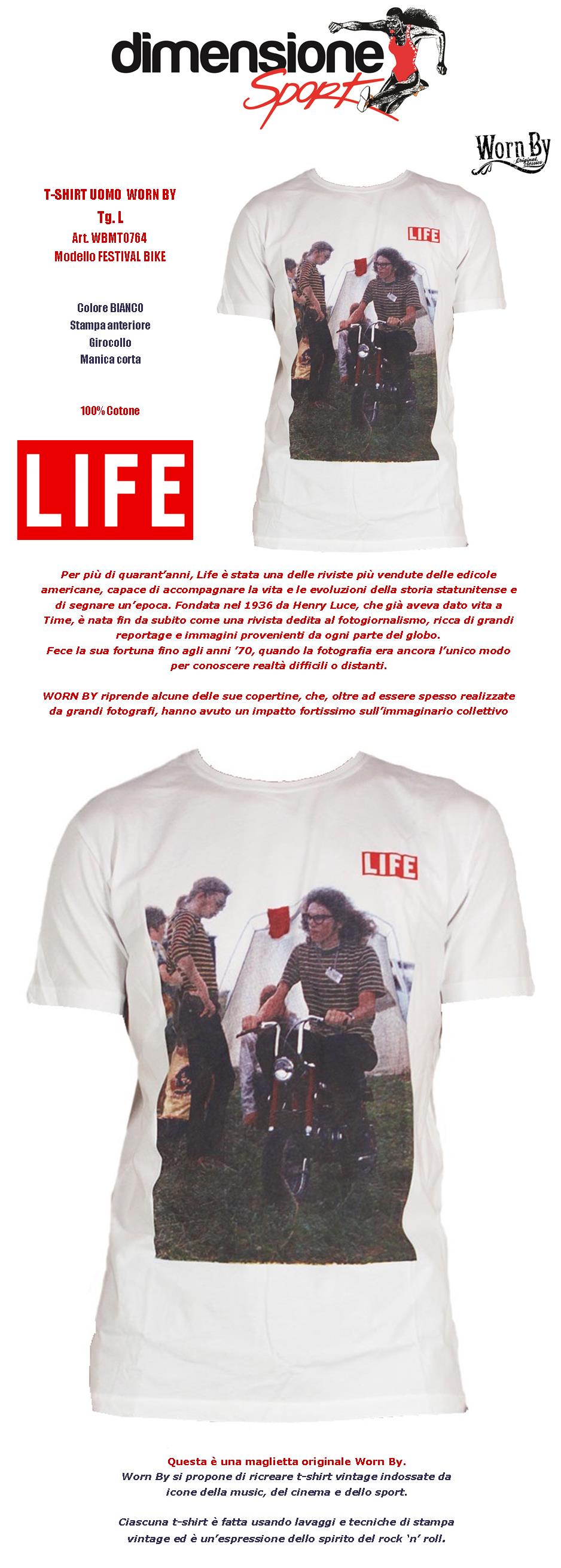 Mens T Shirt Sz L Cover Life Magazine Festival Bike Worn By White Shirt Ebay